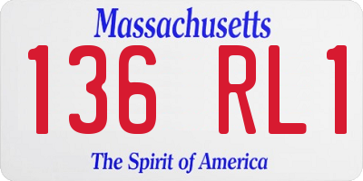 MA license plate 136RL1
