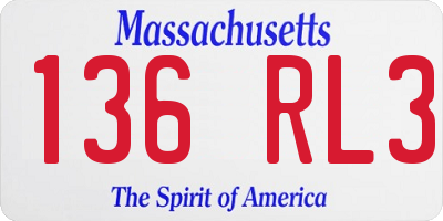 MA license plate 136RL3