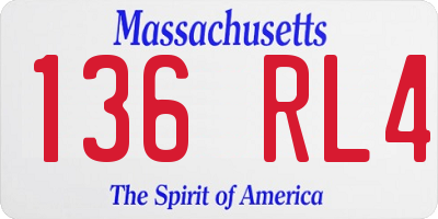 MA license plate 136RL4