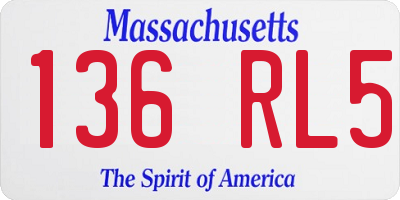 MA license plate 136RL5