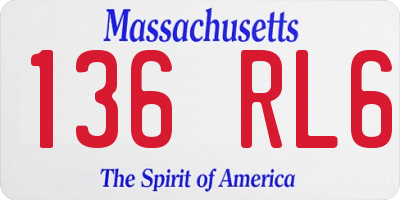 MA license plate 136RL6