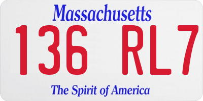 MA license plate 136RL7