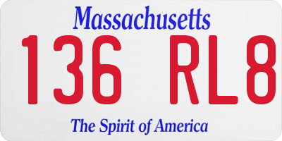 MA license plate 136RL8