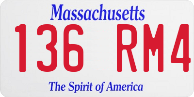 MA license plate 136RM4