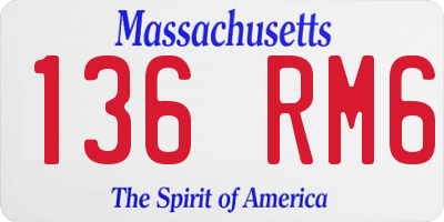MA license plate 136RM6