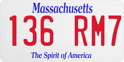 MA license plate 136RM7
