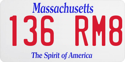 MA license plate 136RM8