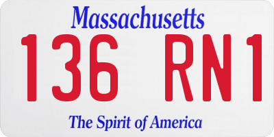 MA license plate 136RN1