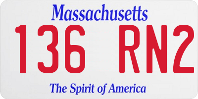 MA license plate 136RN2