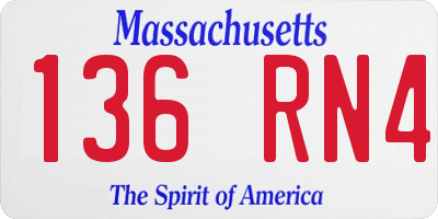 MA license plate 136RN4