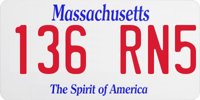 MA license plate 136RN5