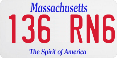 MA license plate 136RN6