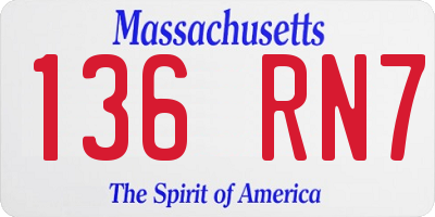 MA license plate 136RN7