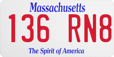 MA license plate 136RN8