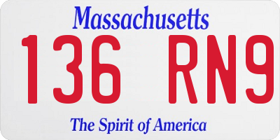MA license plate 136RN9