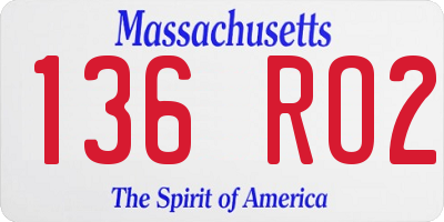 MA license plate 136RO2