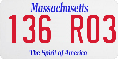 MA license plate 136RO3