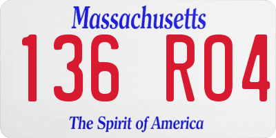 MA license plate 136RO4