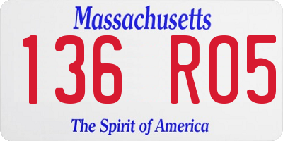 MA license plate 136RO5
