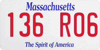 MA license plate 136RO6