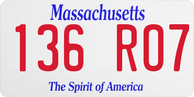 MA license plate 136RO7
