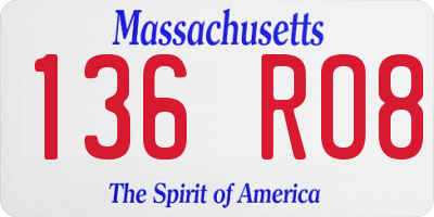 MA license plate 136RO8
