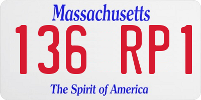 MA license plate 136RP1