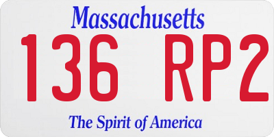 MA license plate 136RP2