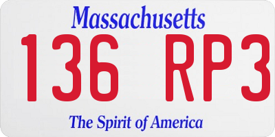 MA license plate 136RP3