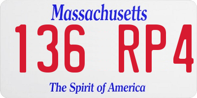 MA license plate 136RP4