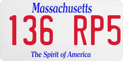 MA license plate 136RP5