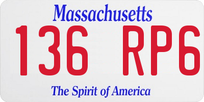 MA license plate 136RP6