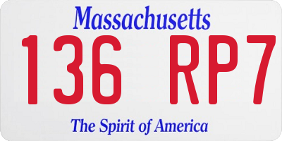 MA license plate 136RP7