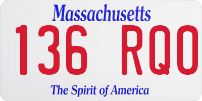 MA license plate 136RQ0