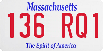 MA license plate 136RQ1