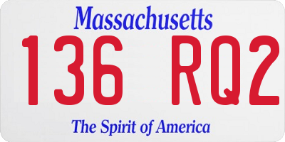 MA license plate 136RQ2
