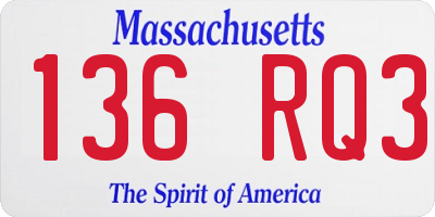 MA license plate 136RQ3