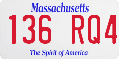 MA license plate 136RQ4