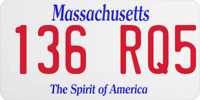 MA license plate 136RQ5