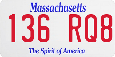 MA license plate 136RQ8