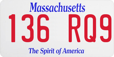 MA license plate 136RQ9
