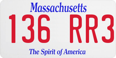 MA license plate 136RR3
