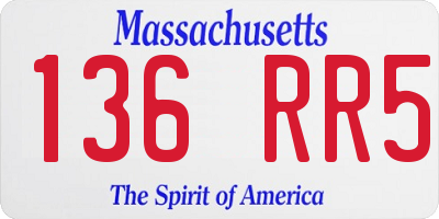 MA license plate 136RR5