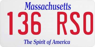 MA license plate 136RS0