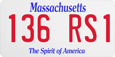 MA license plate 136RS1