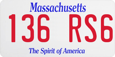 MA license plate 136RS6