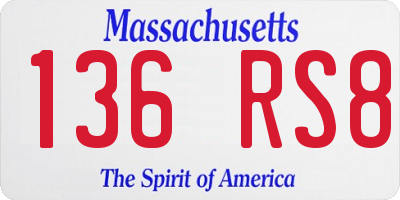 MA license plate 136RS8