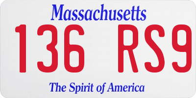 MA license plate 136RS9
