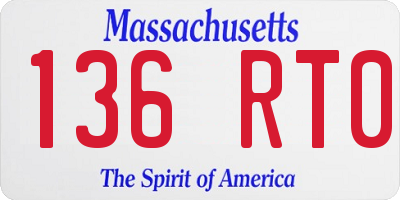 MA license plate 136RT0