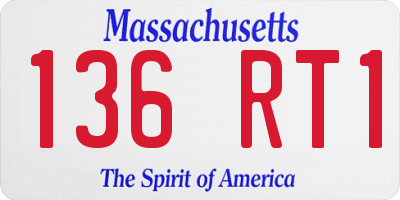 MA license plate 136RT1